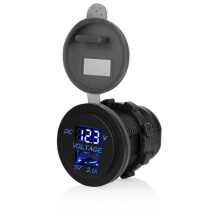 Blue LED Display Voltmeter 2.1A USB Port Phone Charger Socket